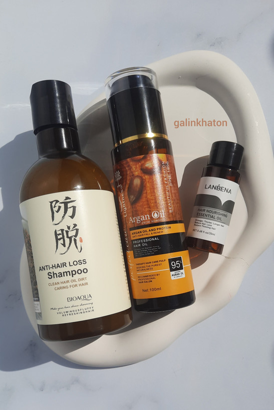 «پک حرفهای مراقبت و تقویت مو شامل شامپو رزماری ، قطره ضد ریزش لنبنا و روغن آرگان برای رشد، ترمیم و درخشندگی مو»