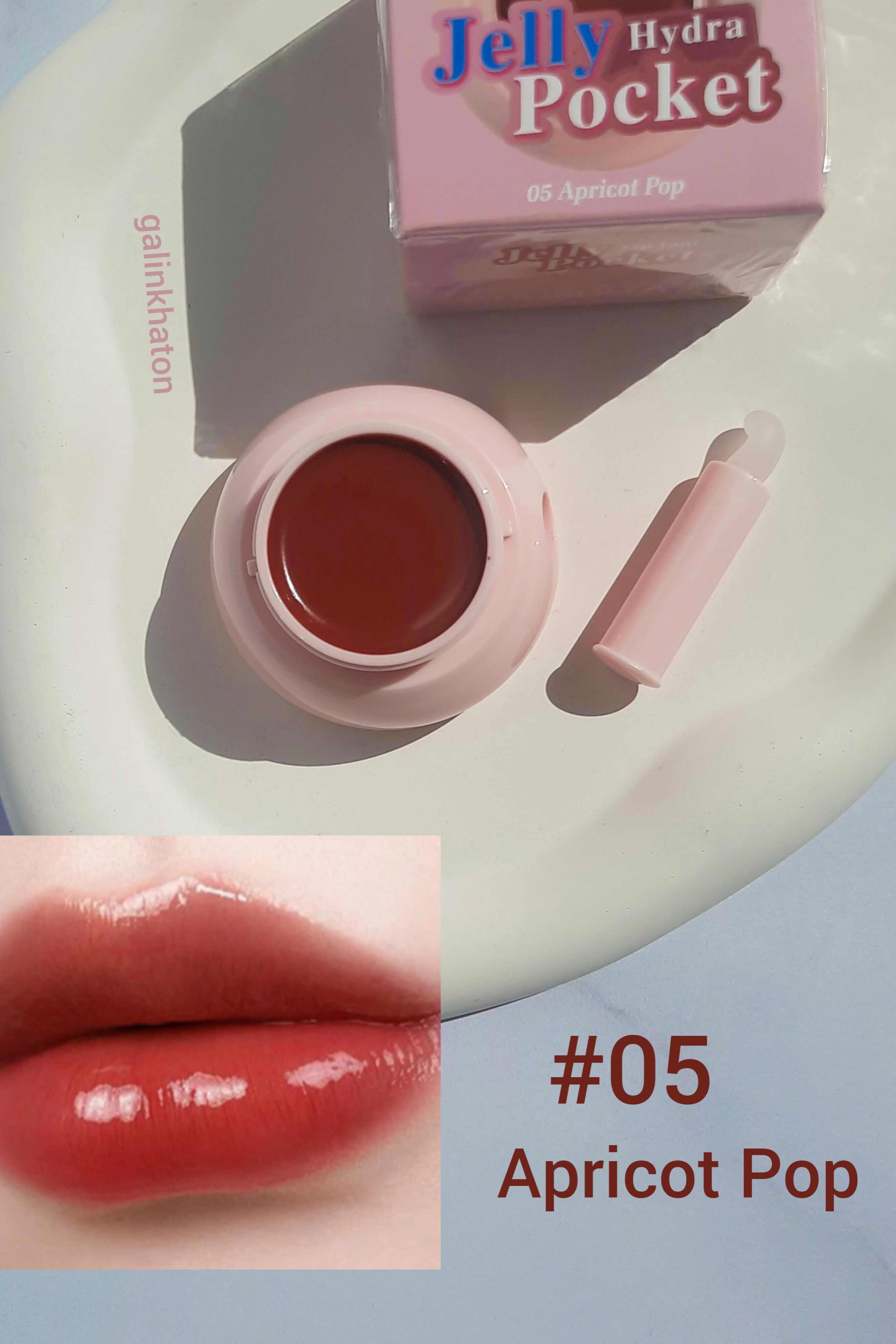 مربای لب شماره ۵ اولی بولا Apricot Pop | تست روی لب ژورنالی | رژ مربای لب براق و درخشان