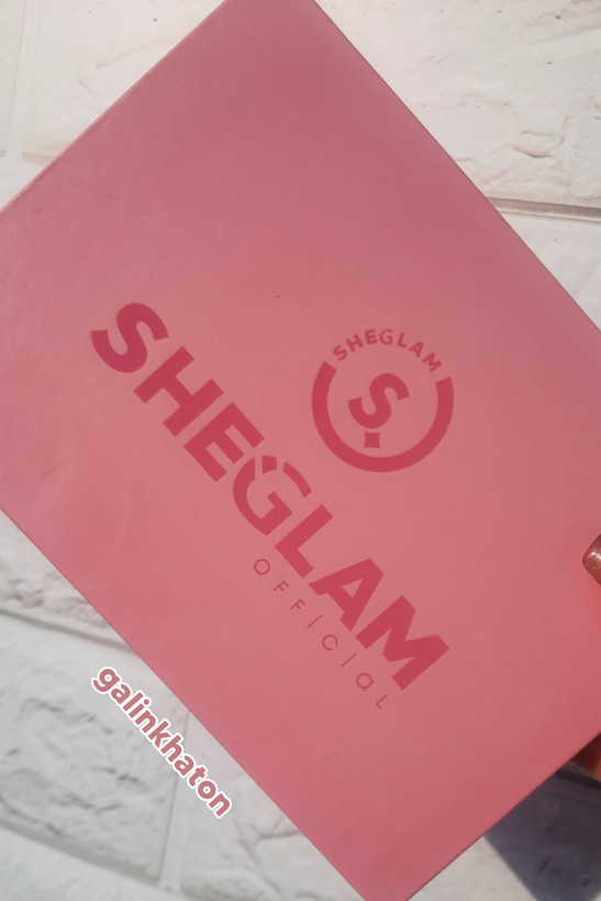 پالت رژگونه پودری شیگلم SHEGLAM روی بستهبندی از نمای رو به رو با نور طبیعی