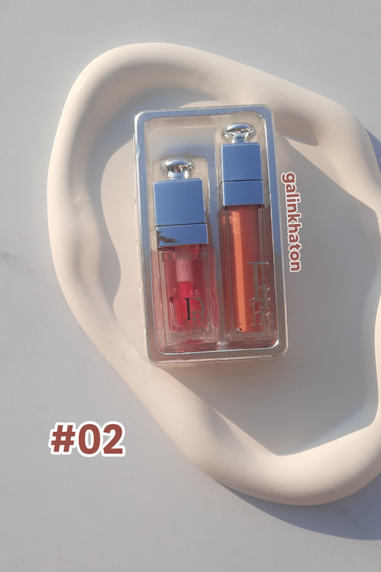 ست لیپ گلاس رنگی دورهو شماره 02 با برق لب صورتی ملیح