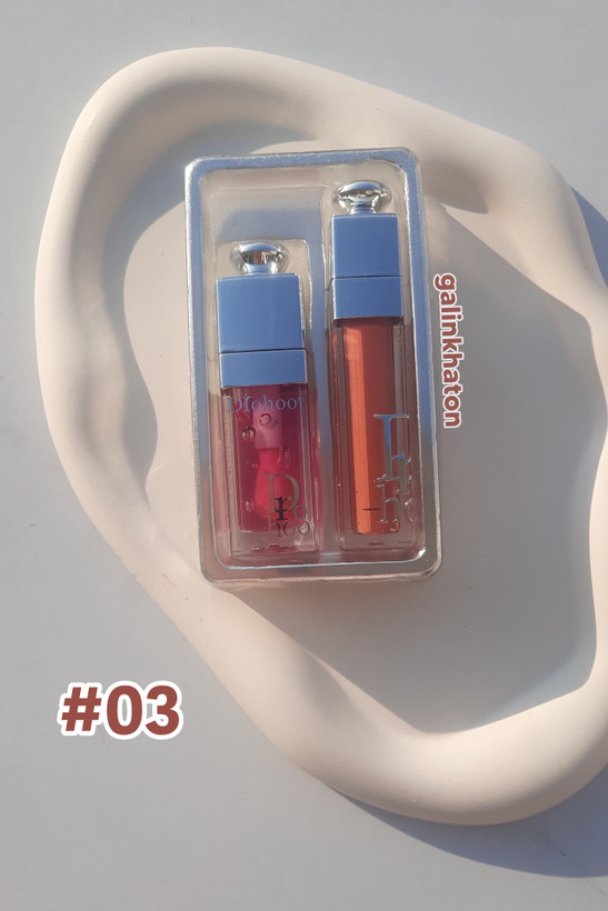 ست لیپ گلاس رنگی دورهو شماره 03 همراه با برق لب صورتی ملیح