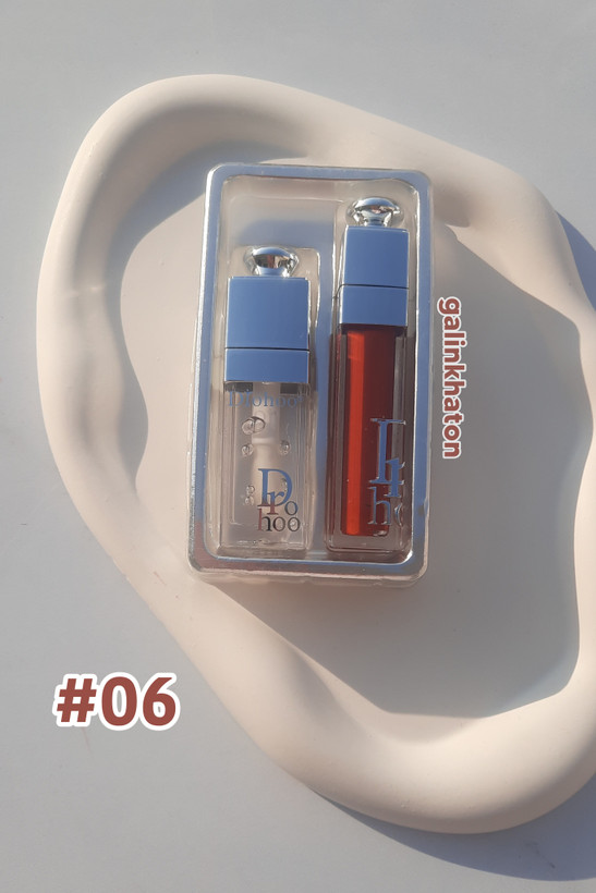 ست لیپ گلاس رنگی دورهو شماره 06 با برق لب بیرنگ